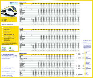 Montag – Freitag  HAMM (WESTF) VENLO  RE 13