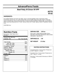 ZARTIC/Z-BIRD NUTRITIONAL INFORMATION SHEET