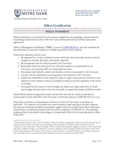 Responsible Executive: Controller Responsible Department: RSPA Review Date: May, 2015 Research & Sponsored Programs Accounting  Effort Certification