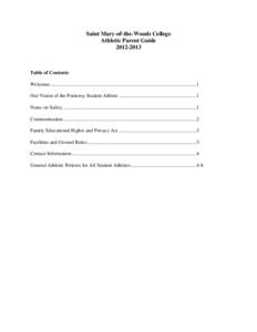 Saint Mary-of-the-Woods College Athletic Parent Guide[removed]Table of Contents Welcome ....................................................................................................................1