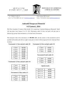 REPUBLIC OF ARMENIA CHESS ACADEMY Ð²Ú²êî²ÜÆ Þ²ÊØ²îÆ ²Î²¸ºØÆ²