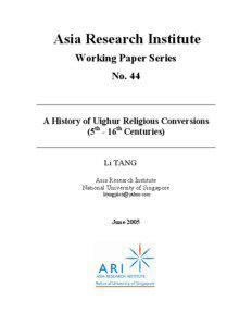 A History of Religious Traditions Among the Uighurs