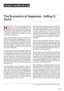 Economic indicators / Environmental economics / Behavior / Happiness / Economic ideologies / Gross national happiness / Thimphu / Project Syndicate / Bhutan / Ethics / Economics / National accounts