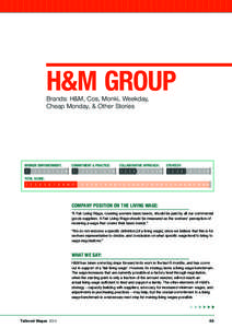 H&M Group Brands: H&M, Cos, Monki, Weekday, Cheap Monday, & Other Stories WORKER EMPOWERMENT:  10