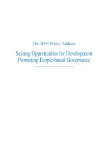 The 2004 Policy Address  Seizing Opportunities for Development Promoting People-based Governance  Contents