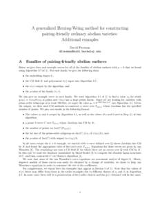 A generalized Brezing-Weing method for constructing pairing-friendly ordinary abelian varieties: Additional examples David Freeman 