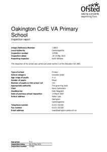 Oakington CofE VA Primary School Inspection report 	  			
	 	