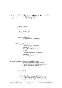 Preliminary Investigation of WCDMA Interference to Hearing Aids