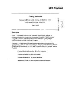 Robust Summaries & Test Plan: Carbamodithioic acid, dibutyl-,methylene ester; Test Plan