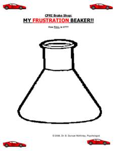 CPRI Brake Shop:  MY FRUSTRATION BEAKER!! How FULL is it???  © 2006, Dr. B. Duncan McKinlay, Psychologist