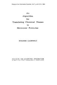 Essays of an Information Scientist, Vol:7, p[removed], 1984  An Algorithm for Translating