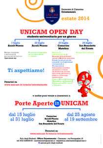Università di Camerino Orientamento estate[removed]UNICAM OPEN DAY