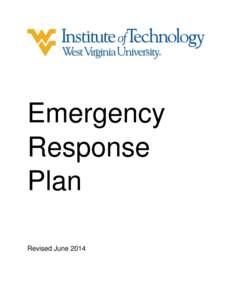 Emergency Response Plan Revised June 2014  West Virginia University Institute of Technology Campus Emergency Response Plan