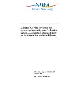 A New Zealand wide survey for the presence of the non-indigenous freshwater diatom Didymosphenia geminata in the sites most li