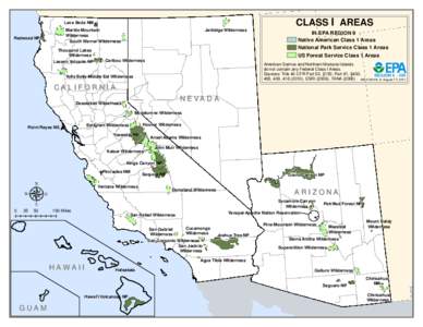 Air map: Class I Areas In EPA Region 9