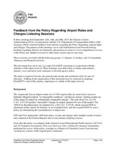 Feedback from the Policy Regarding Airport Rates and Charges Listening Sessions, April 2014