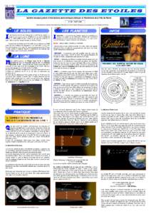 L A G A Z E T T E D E S E T O IL E S Bulletin mensuel gratuit d’informations astronomiques édité par le Planétarium de la Ville de Reims. www-reims.fr  N° 139 - AOÛT 2009