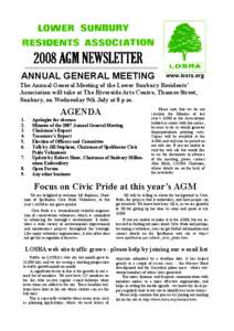 2008 AGM NEWSLETTER ANNUAL GENERAL MEETING