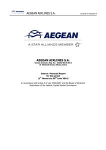 AEGEAN AIRLINES S.A.  amounts in thousand € AEGEAN AIRLINES S.A. Societe Anonyme Reg. No.: [removed]/Β/95/3