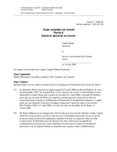 Tribunal de santé et sécurité Occupational Health and Safety au travail Canada Tribunal Canada 275 rue Slater Street, Ottawa (Ontario) K1P 5H9 – Télécopieur : ([removed]_______________________________________