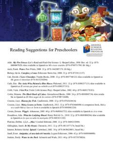 Reading Suggestions for Preschoolers Aliki. My Five Senses (Let’s-Read-and-Find-Out Science 1). HarperCollins, 1989. Rev. ed. 32 p[removed]) Also available in Spanish as Mis cinco sentidos[removed], lib. 