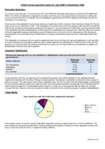 Online survey quarterly report for July 2009 to September 2009 Executive Summary th Our online survey has been running since the 30 June 2009 with 69 people responding up until the end of September[removed]The volume of re