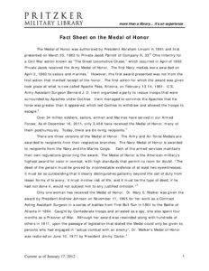 more than a library… it’s an experience  Fact Sheet on the Medal of Honor