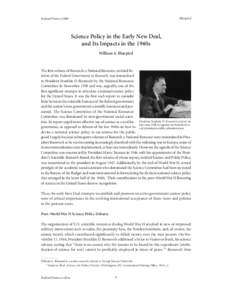 Blanpied  Federal History 2009 Science Policy in the Early New Deal, and Its Impacts in the 1940s