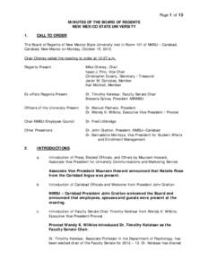 Page 1 of 13 MINUTES OF THE BOARD OF REGENTS NEW MEXICO STATE UNIVERSITY 1.  CALL TO ORDER