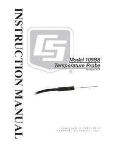 INSTRUCTION MANUAL  Model 109SS Temperature Probe Revision: 3/14