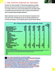 I . T H E N AT I O N S E RV E D B Y F R E I G H T The Nation’s 116 million households, 7.7 million business establishments, and 89,500 government units are part of an enormous economy that demands the efficient movemen