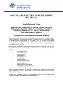 International relations / Commerce / International law / Dumping / Pricing / Australian Customs and Border Protection Service / Customs / U.S. Customs and Border Protection / Export / Business / International trade / Customs services