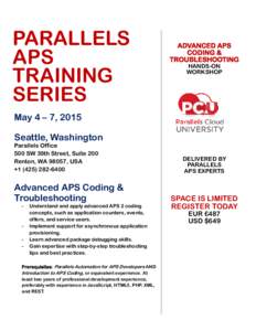 PARALLELS APS TRAINING SERIES  ADVANCED APS