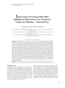 Improvement of Existing Public Office  Buildings in Nigeria from Users’ Perspective Using Lean Thinking – A Pictorial View *Adegbenga Adeyemi, 2David Martin, 3Rozilah Kasim