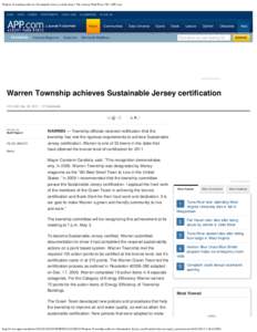 Warren Township achieves Sustainable Jersey certification | The Asbury Park Press NJ | APP.com