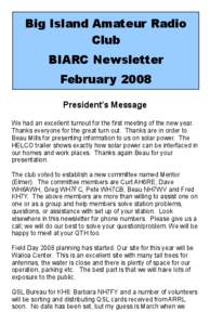 Big Island Amateur Radio Club BIARC Newsletter