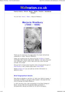 Marjorie Westbury :: Her life and broadcasts