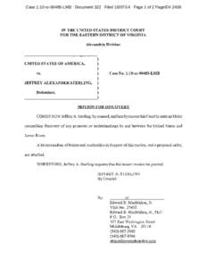 Case 1:10-cr[removed]LMB Document 322 Filed[removed]Page 1 of 2 PageID# 2438  IN THE UNITED STATES DISTRICT COURT FOR THE EASTERN DISTRICT OF VIRGINIA Alexandria Division