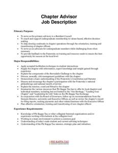 Chapter Advisor Job Description Primary Purpose:   