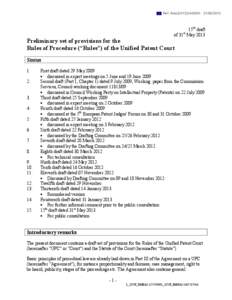 Draft Rules of Procedure for the Unified Patent Court