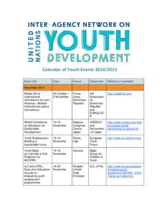 Microsoft Word - Calendar of Youth Events 2014_2015.docx
