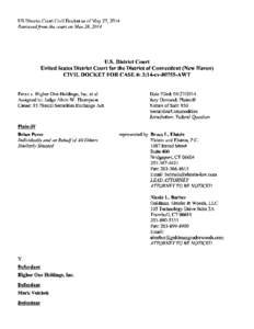 Brian Perez, et al. v. Higher One Holdings, Inc., et al. 14-CV[removed]U.S. District Court Civil Docket