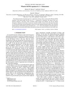 PHYSICAL REVIEW D 86, [removed]Wheeler-DeWitt equation in 2 þ 1 dimensions Herbert W. Hamber* and Reiko Toriumi† Department of Physics and Astronomy, University of California, Irvine, California[removed], USA