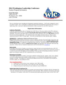 2014 Washington Leadership Conference Student Program Information Omni Shoreham 2500 Calvert St. Washington, D.C[removed]-0700