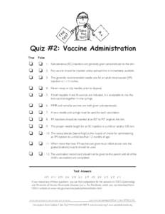 Quiz #2: Vaccine Administration