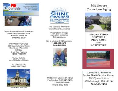 Meals on Wheels / Middleborough /  Massachusetts / Middleboro