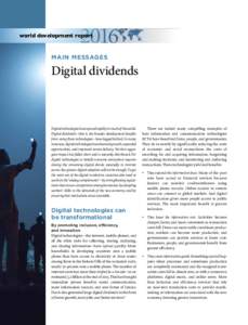 world development report  MAIN MESSAGES Digital dividends