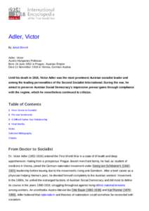 Friedrich Adler / Victor Adler / Ashkenazi Jews / Austromarxism / Adler / Otto Bauer / Austria / Jews / Europe / Politics of Austria