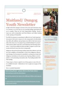 Maitland/ Dungog Youth Development Officer September 2014 Volume 4, Issue 3