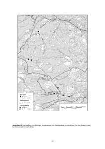 Abbildung 3: Verbreitung von Eisvogel, Wasseramsel und Gebirgsstelze im nördlichen Teil des Wiener Anteil am Wienerwald im Jahr  Gebirgsstelze (Motacilla cinerea)